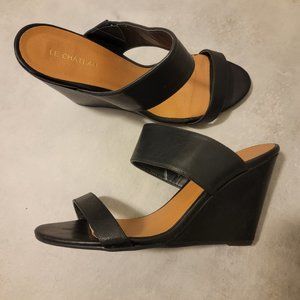 Le Chateau Wedge Sandals (Black, sz 10)